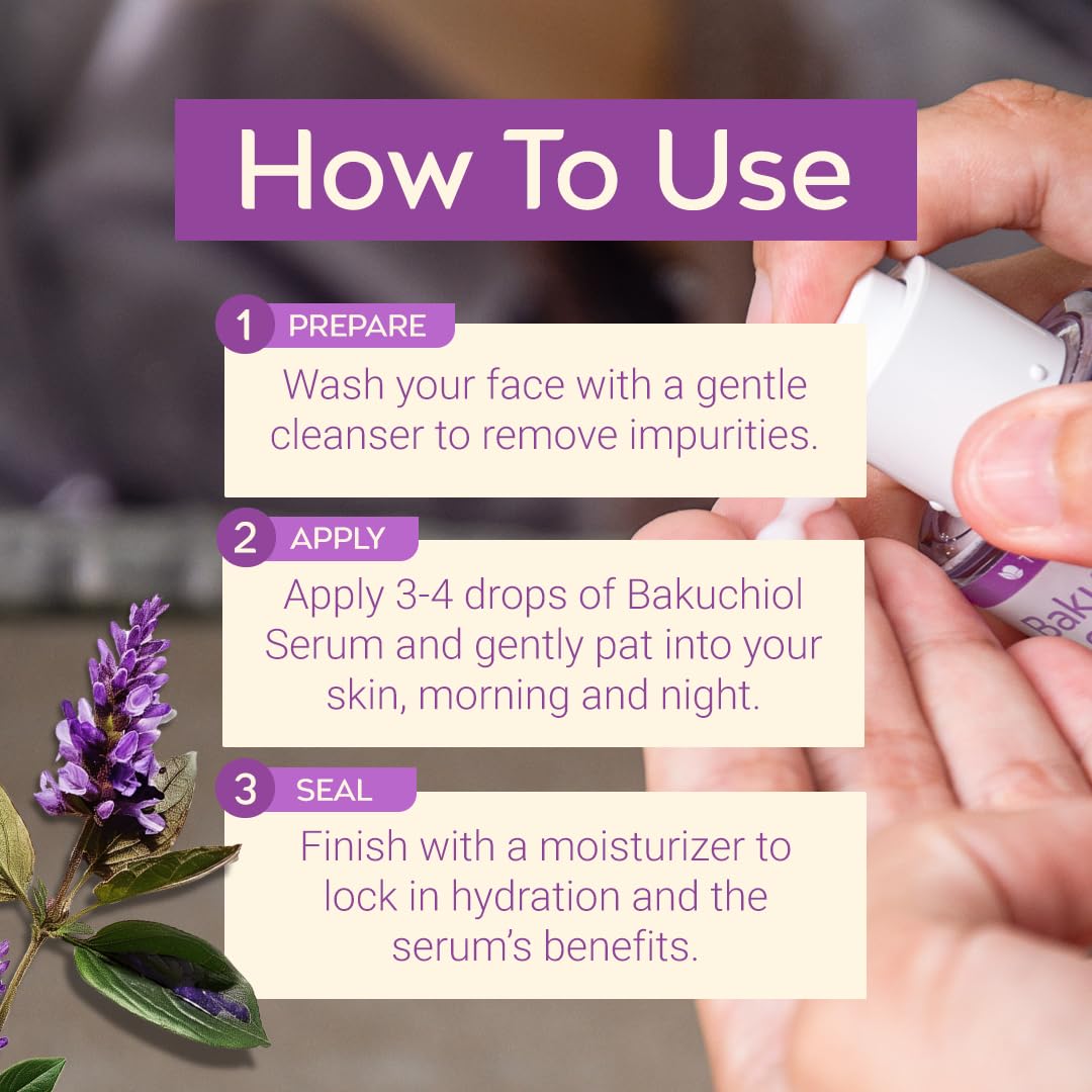 Tree To Tub Bakuchiol Serum Visage, usage quotidien recommandé pour routine simple.