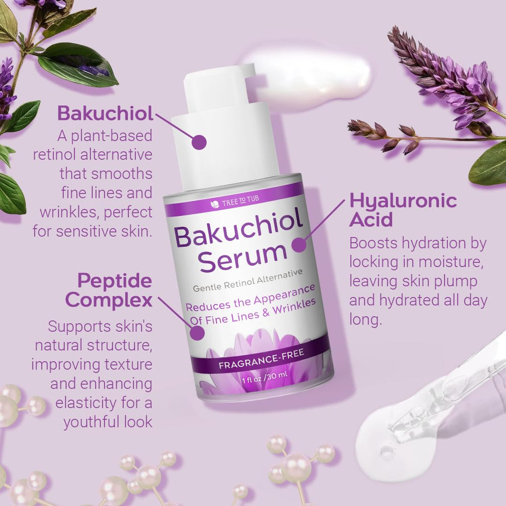 Tree To Tub Bakuchiol Serum Visage, texture soyeuse qui apaise même peau sensible.