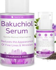 Tree To Tub Bakuchiol Serum Visage, flacon élégant, hydratation durable possible.