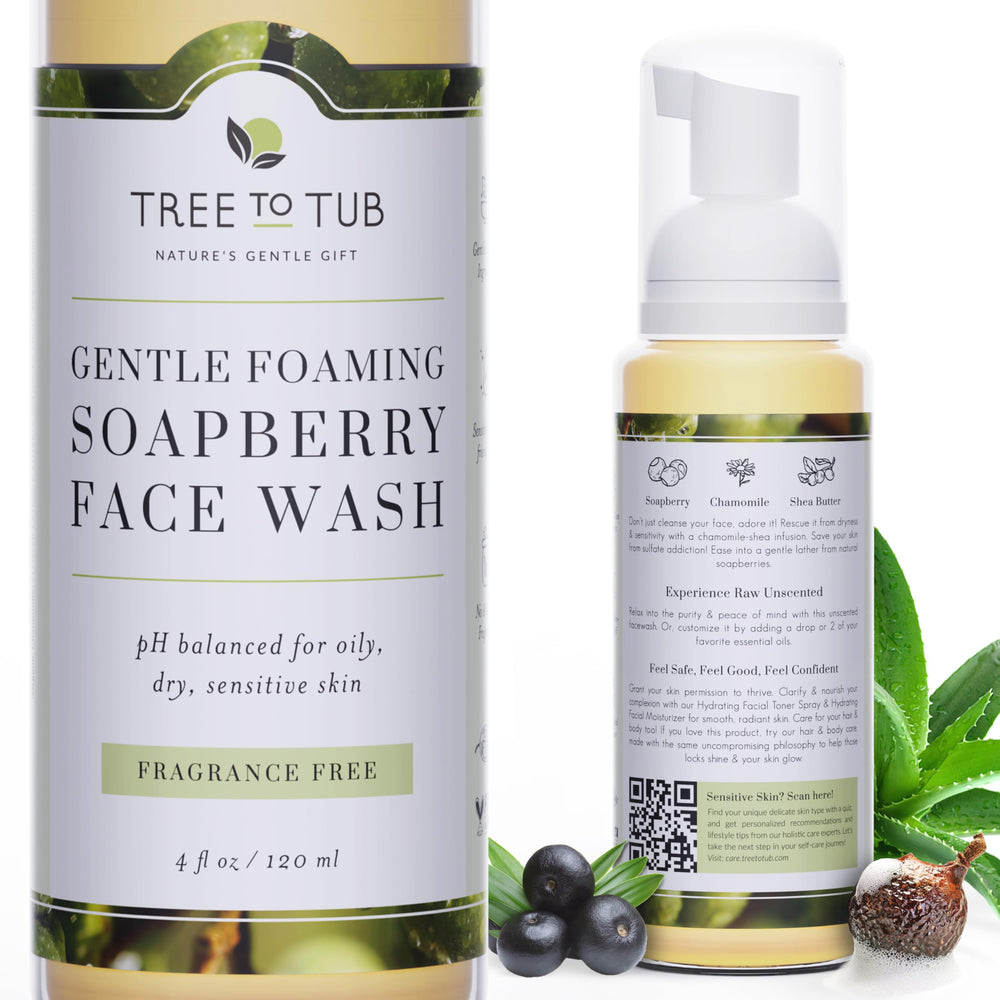Tree to Tub lave-visage sensibles, bouteille pratique nettoyant en douceur