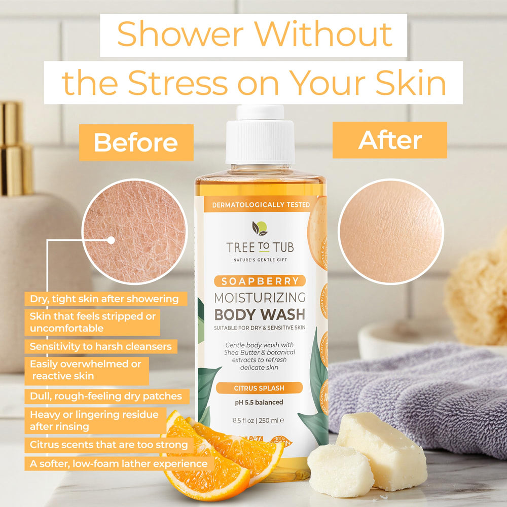 Aloe vera et concombre dans Tree to Tub Citrus Body Wash pour hydratation légère.