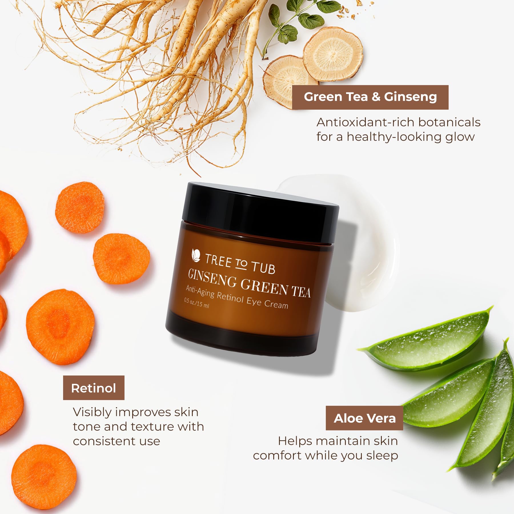 Tree to Tub Crème Yeux Acide Hyaluronique Organique hydrate en profondeur.