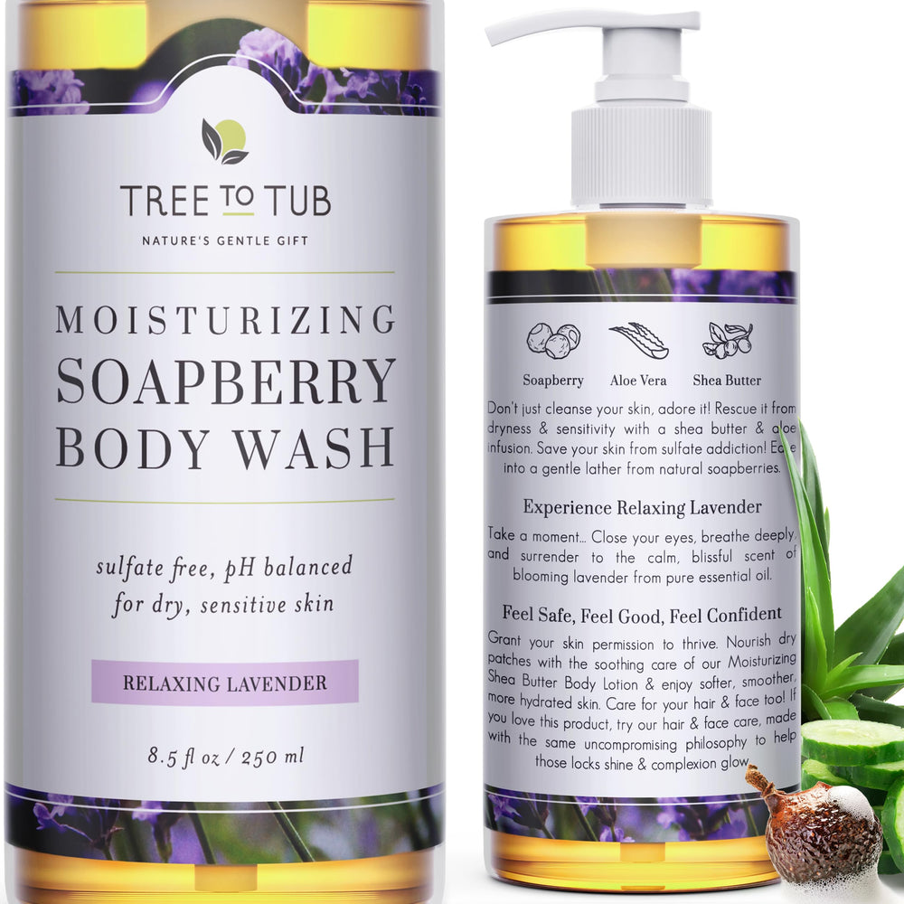 Tree to Tub Lavande – bouteille douche hydratante pour peau sensible