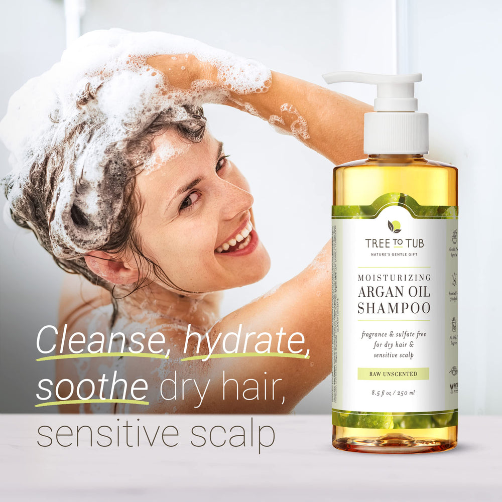 Tree to Tub Huile d’Argan biologique, hydratation légère pour cheveux doux.