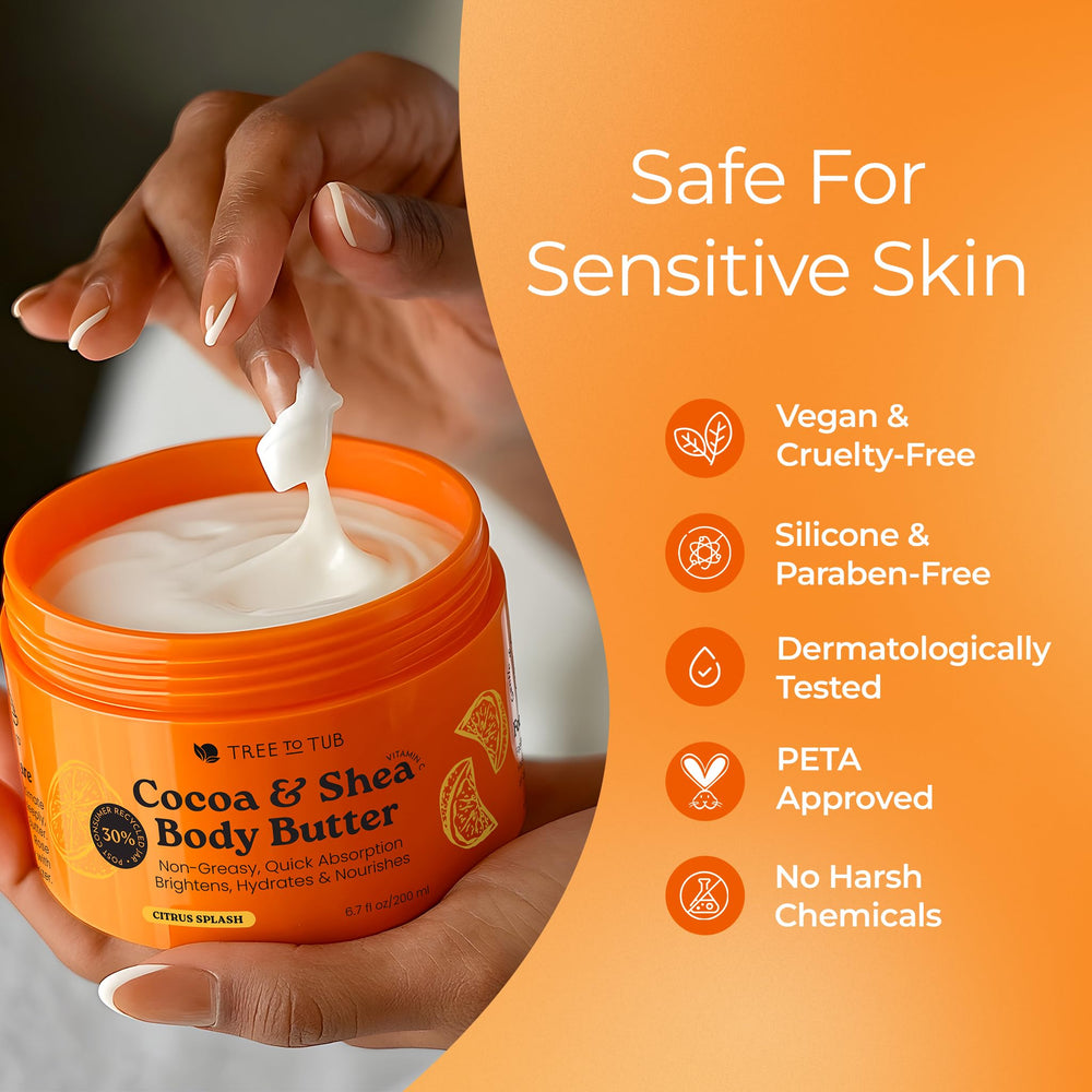 Tree to Tub Ingrédients vitamine C et cacao bio — nutriments pour la peau.