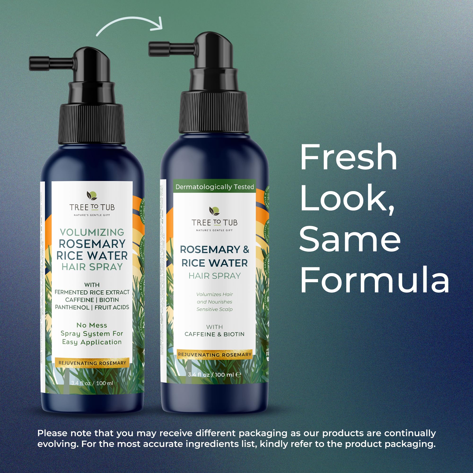 Tree To Tub Scalp care ritual shot with rosemary spray.