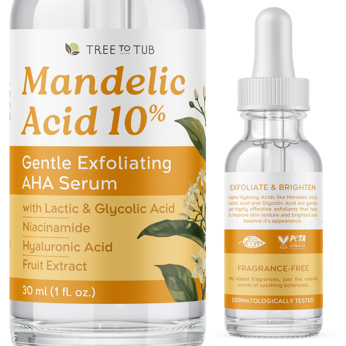 Tree To Tub Sérum Mandelique 10% – flacon élégant prêt à exfolier en douceur
