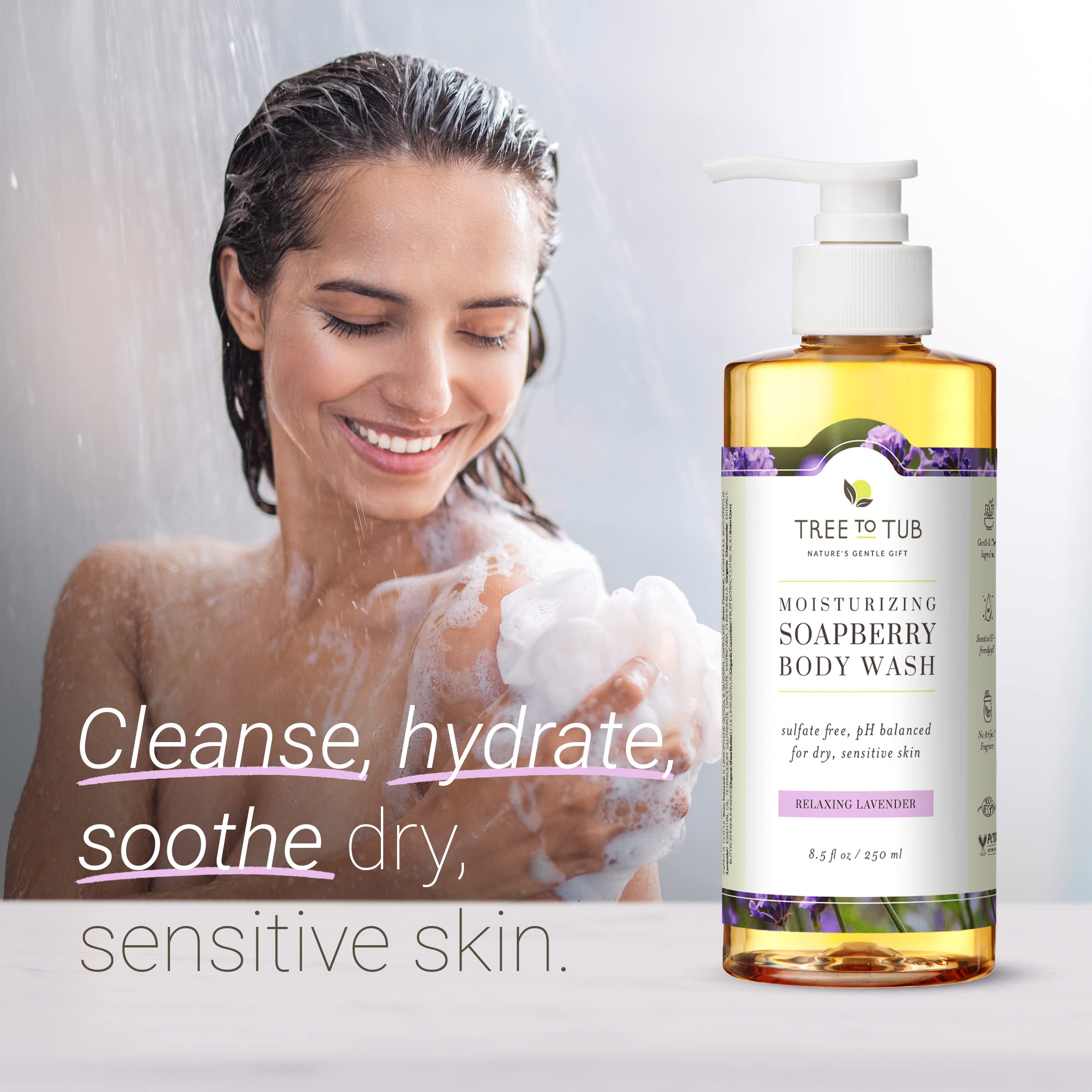 Tree to Tub Texture crème légère, hydrate peau sèche en douceur.