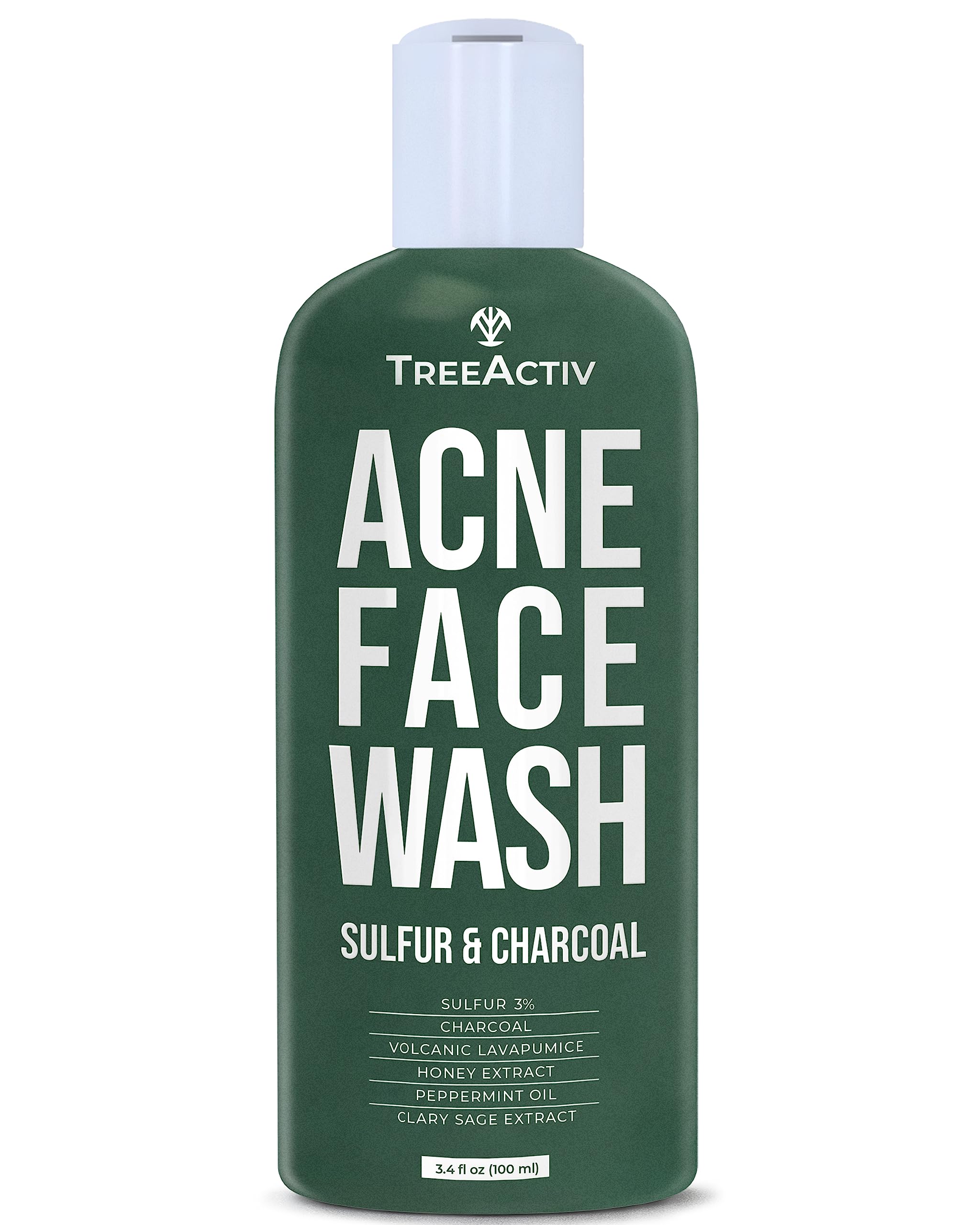 TreeActiv nettoyant charbon acné : bouteille purifiante pour pores nets et frais