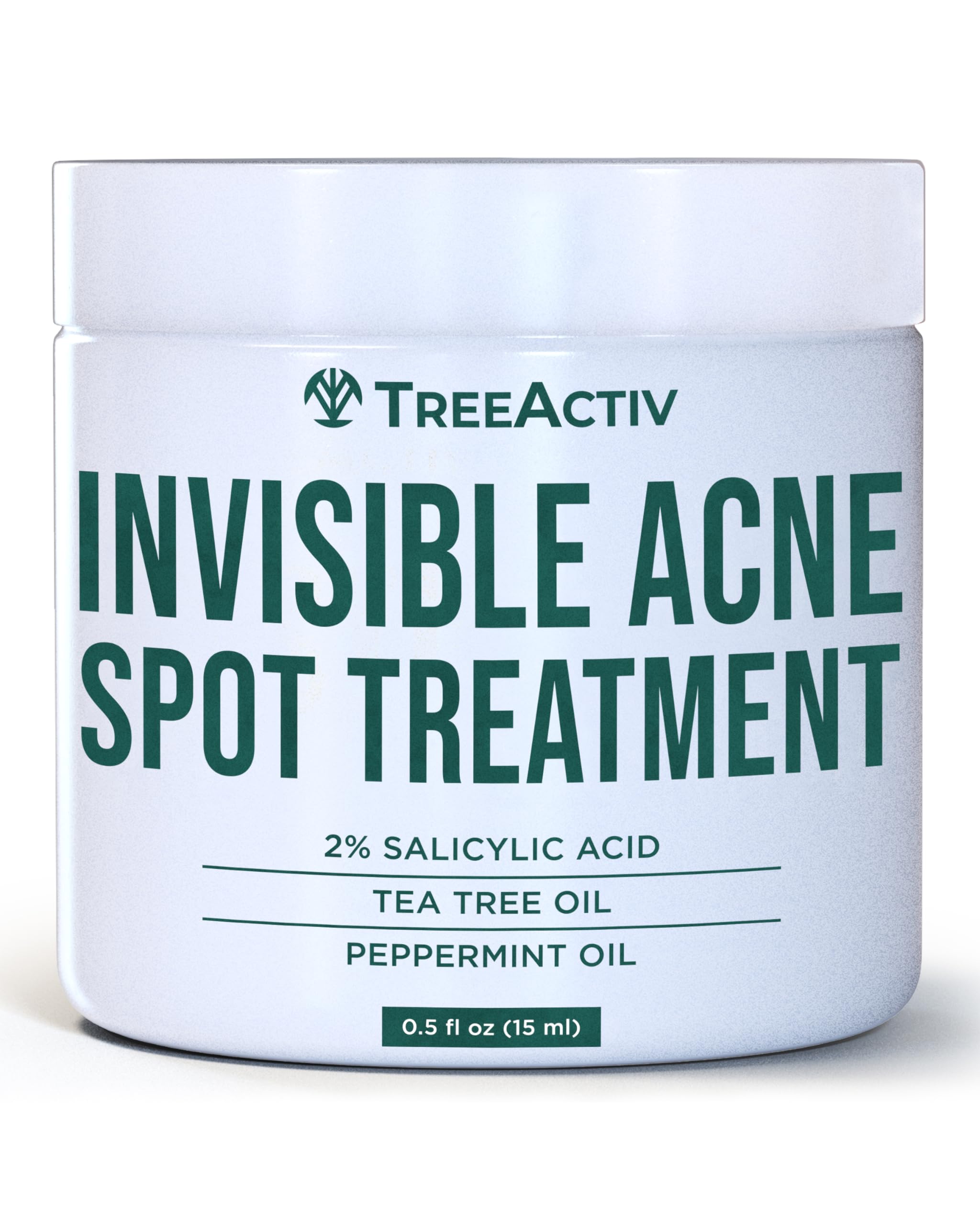 TreeActiv Invisible Acné Spot Cream sur flacon – application discrète et rapide.