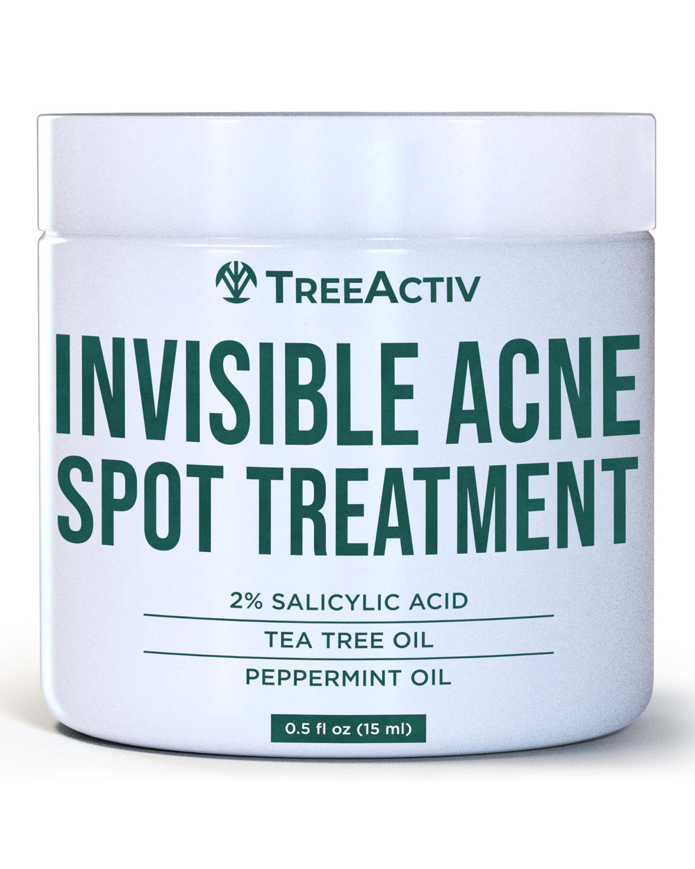 TreeActiv Invisible Acné Spot Cream sur flacon – application discrète et rapide.