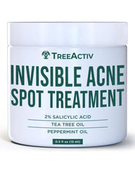 TreeActiv Invisible Acné Spot Cream sur flacon – application discrète et rapide.