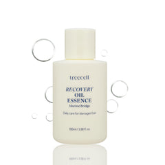 Treecell Recovery Oil Essence – bouteille élégante et soin nourrissant pour cheveux.