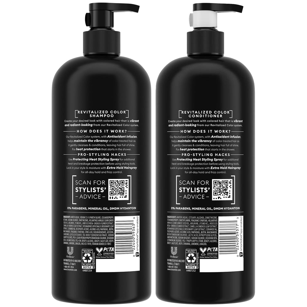 Après-shampoing TRESemmé color dans une bouteille, préserve les couleurs et démêle en douceur.