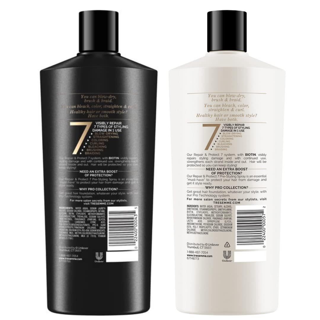 Après-shampoing vitamine B7 TRESemmé en flacon, démêle et nourrit les longueurs.