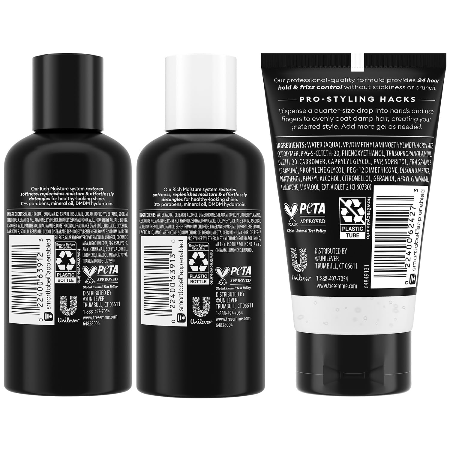Après-shampoing voyage TRESemmé, bouteille compacte pour cheveux souples et faciles à démêler.