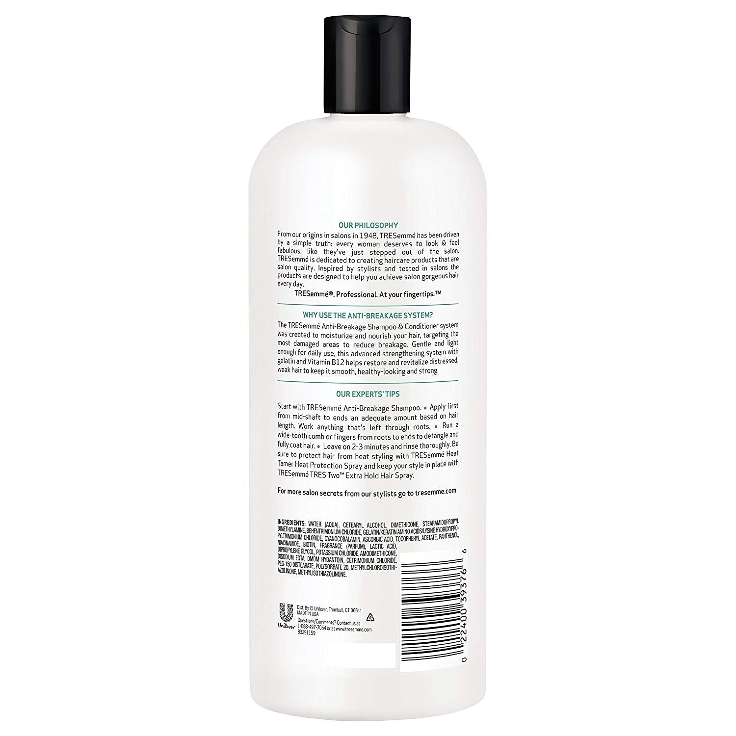 Tresemme après-shampooing anti-casse, démonstration de démêlage facile.