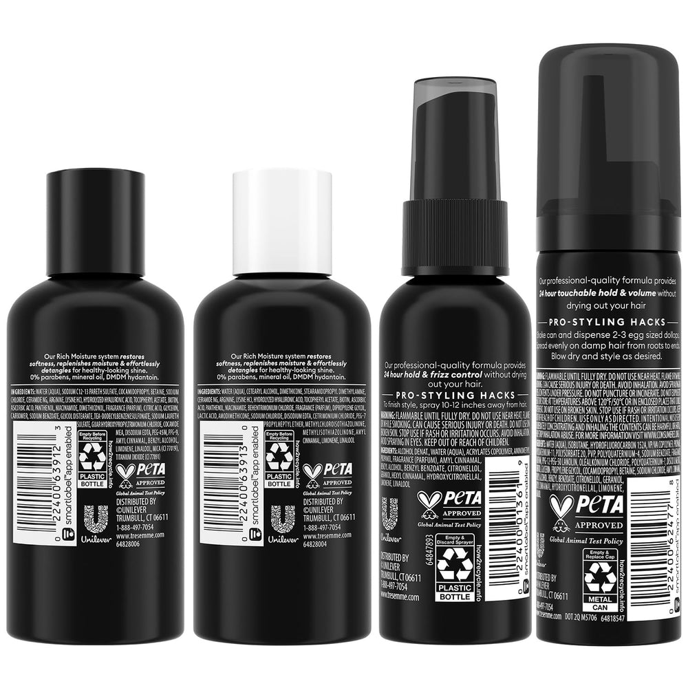 Après-shampoing de voyage TRESemmé, flacon 3 oz pour cheveux hydratés.