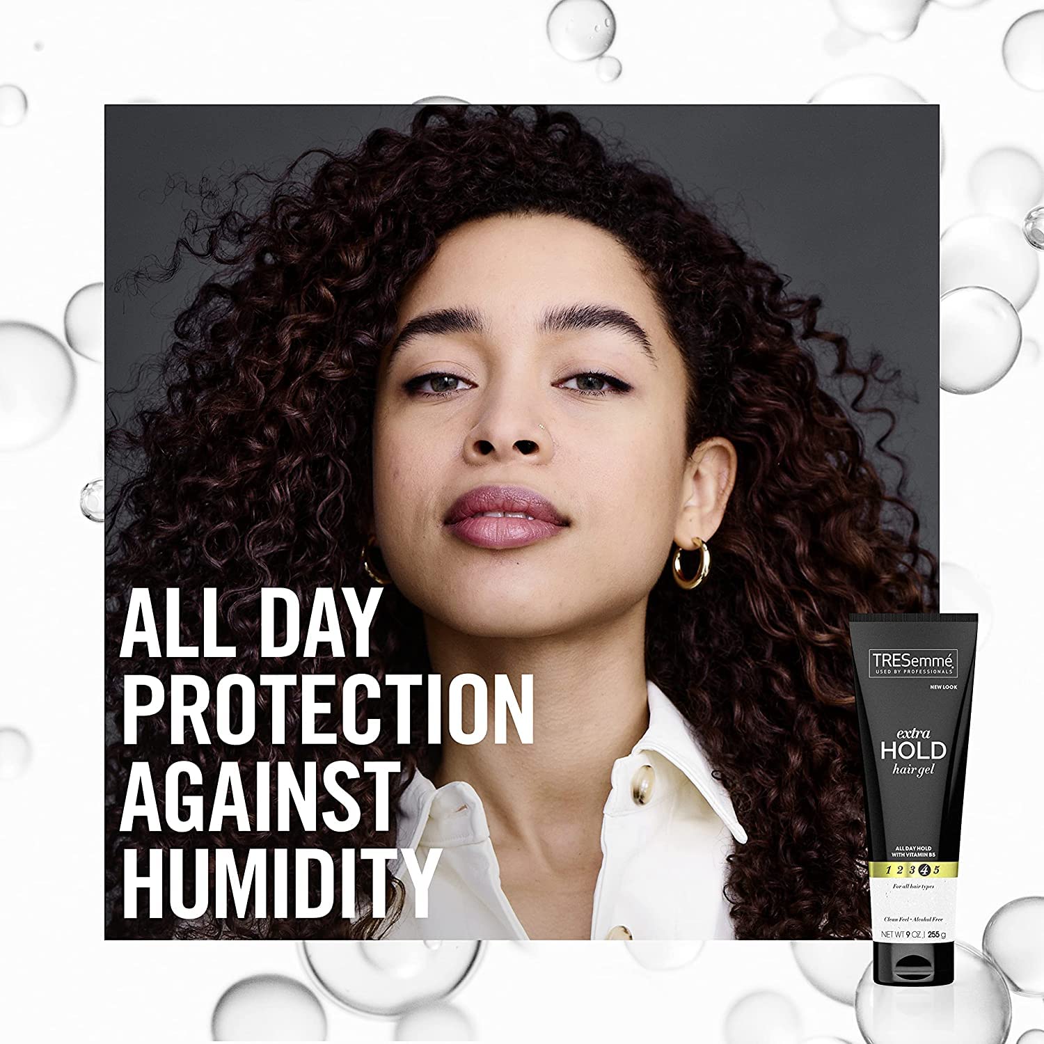 Protection thermique lors du coiffage avec le gel Tresemmé vitamine B.