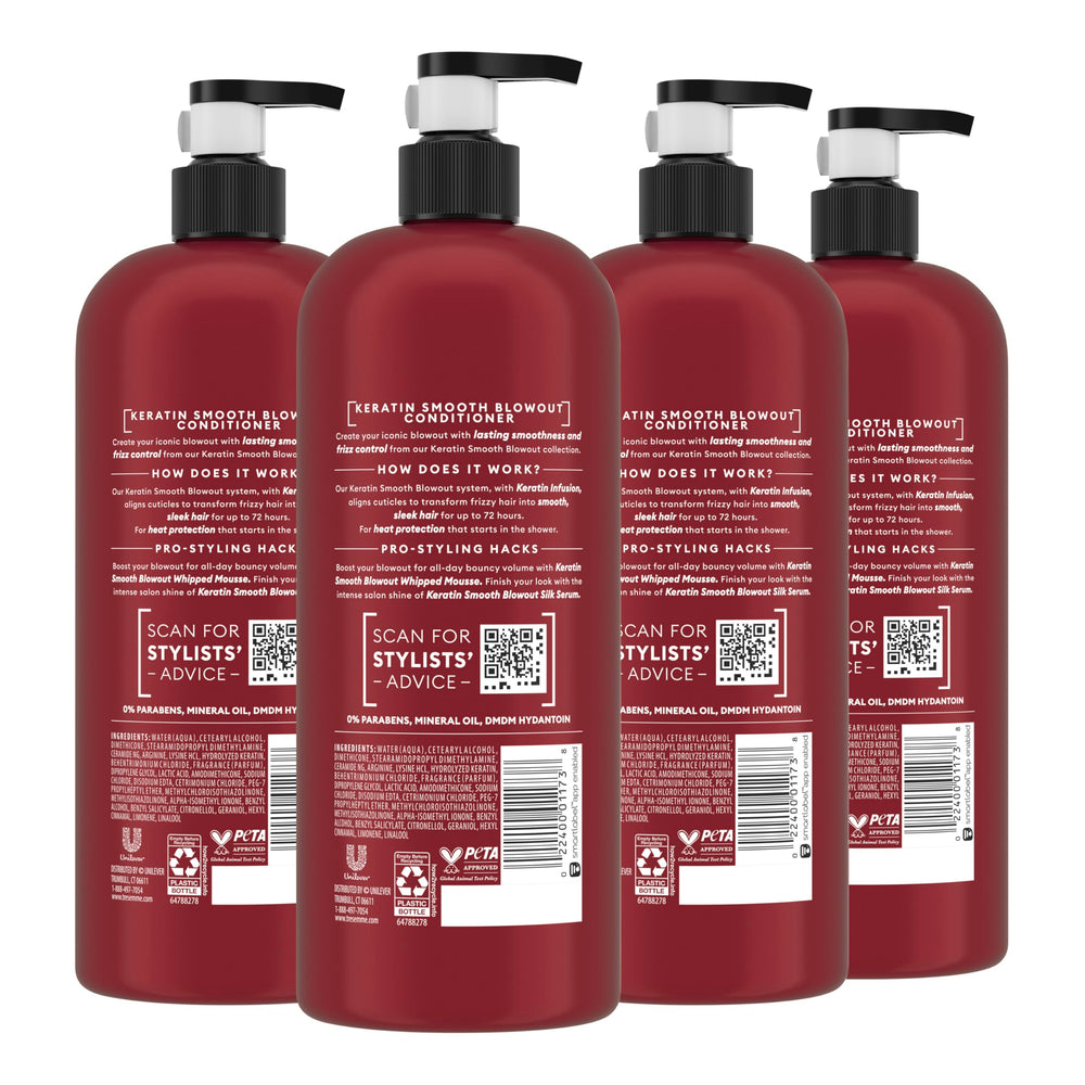 Texture crème du conditionneur kératine-lissant, hydratante et démêlante.