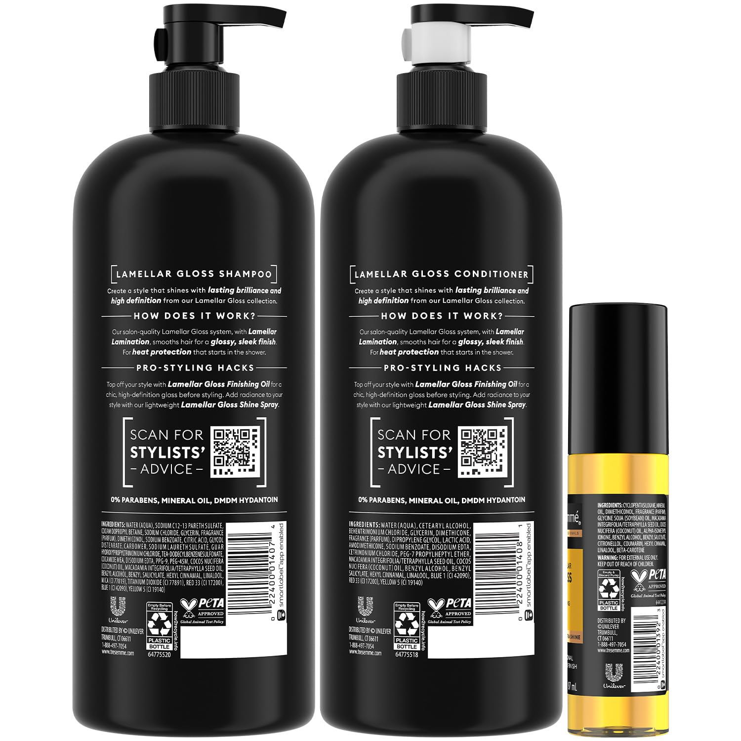 TRESemmé Lamellar Gloss Conditioner bouteille pour douceur et démêlage.