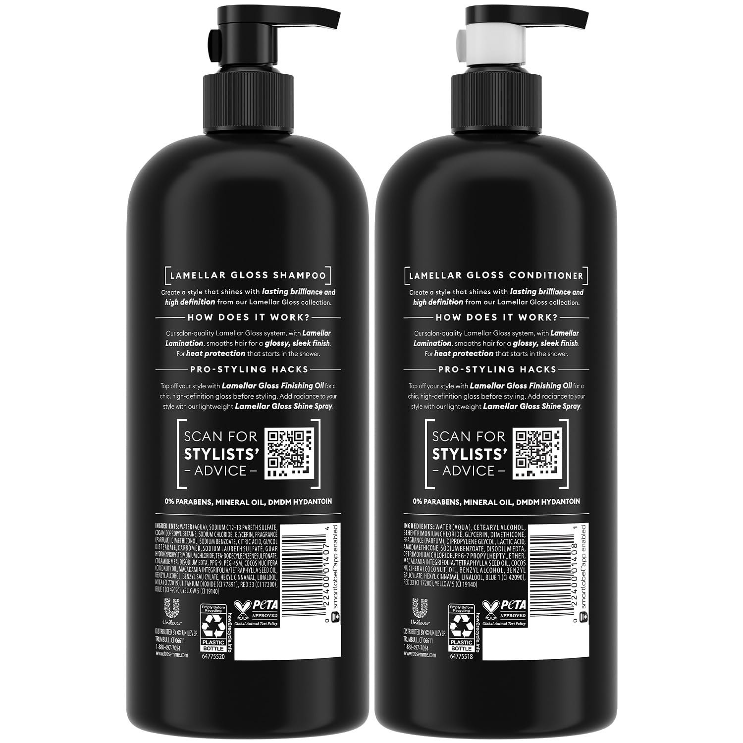 Après-shampoing TRESemmé Lamellar Gloss, flacon généreux pour démêlage facile