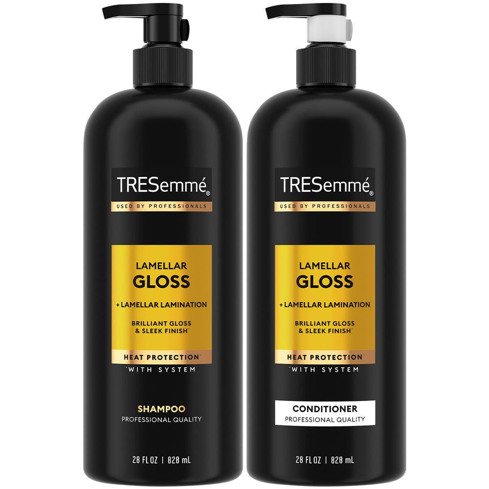 Shampoing TRESemmé Lamellar Gloss, flacon élégant pour cheveux lisses et brillants