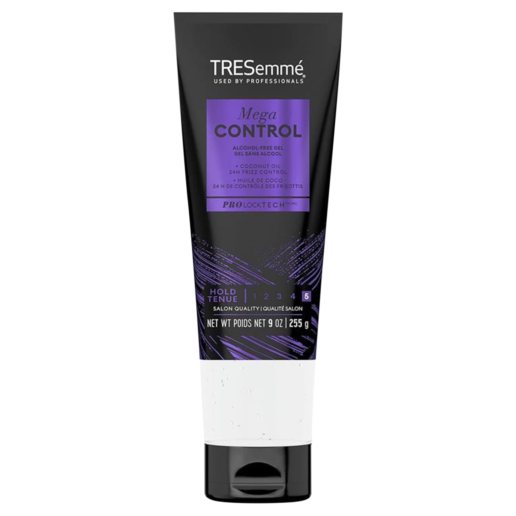 TRESemmé Mega Sculpt Gel, bouteille 9 oz, offre une tenue sculptante durable pour les cheveux.