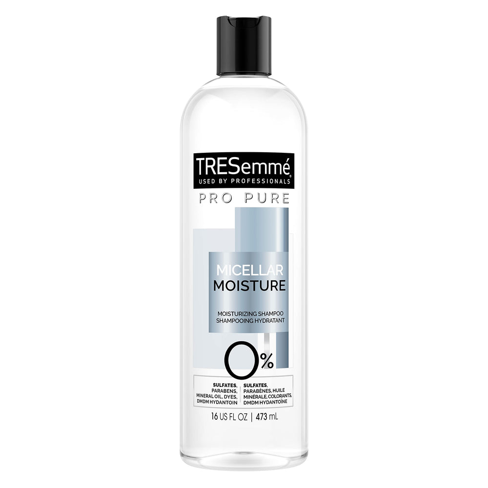 TRESemmé Pro Pure Micellar Moisture Shampoing, bouteille: hydratation légère et brillance.