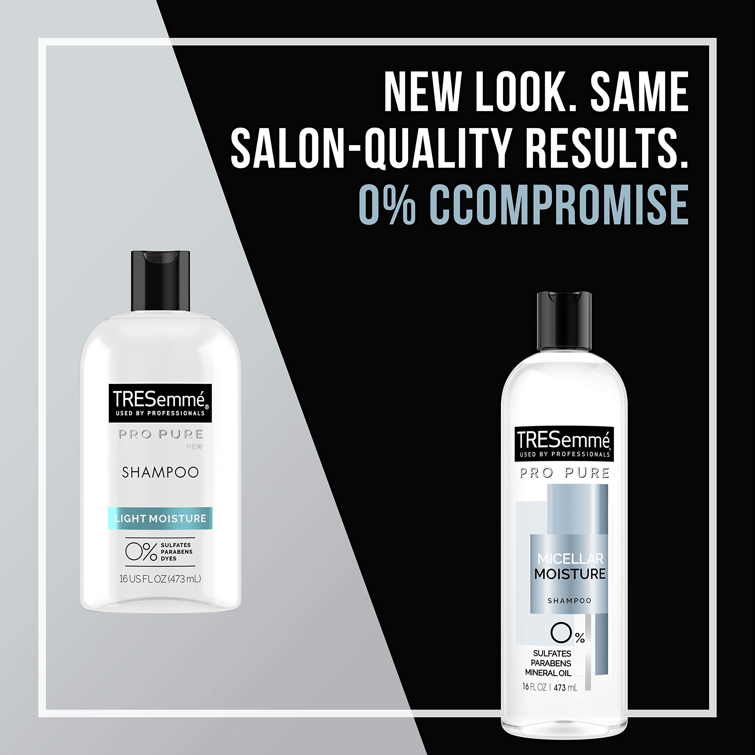 TRESemmé Pro Pure Shampoing Micellaire Hydratant, vue douche: utilisation quotidienne pour cheveux secs.