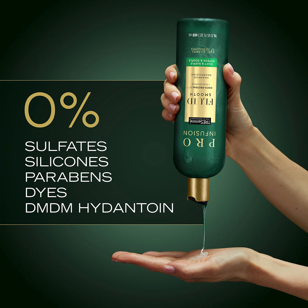 TRESemmé sans sulfates – flacon clair indiquant douceur.