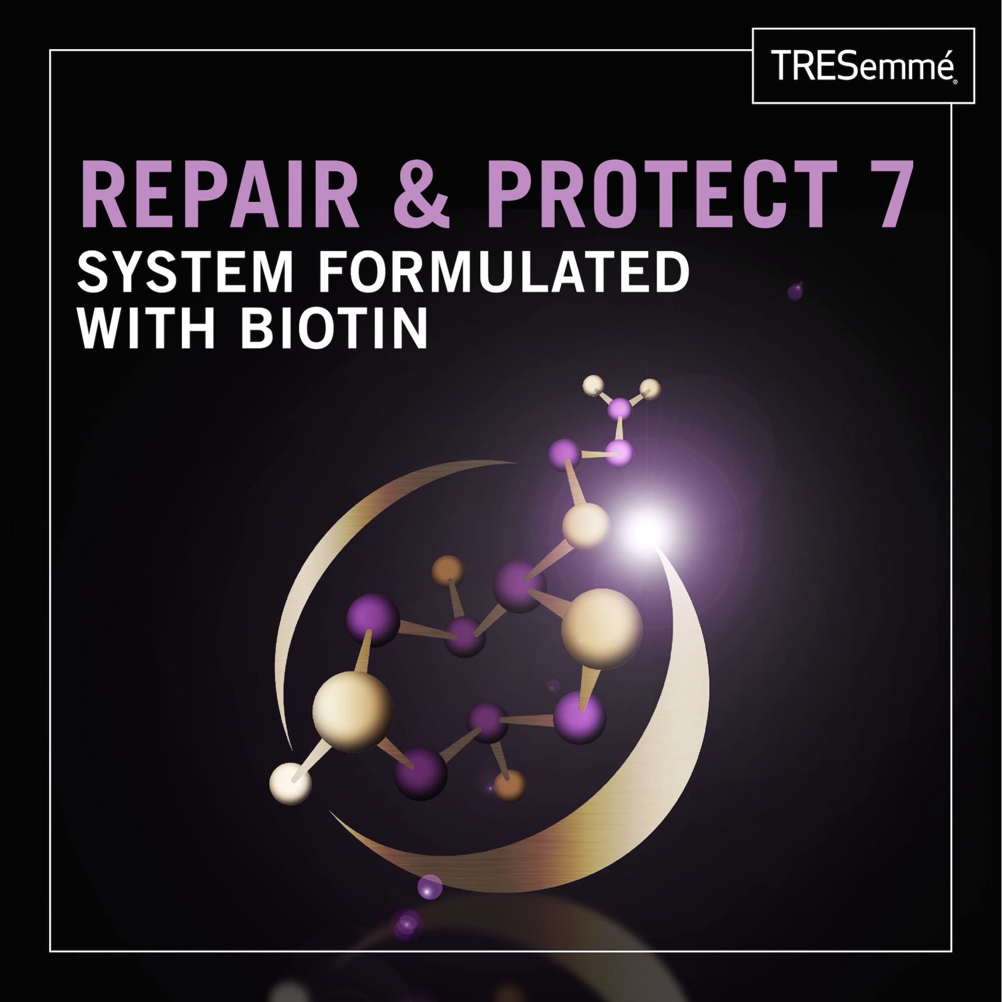 Détails d emballage du shampoing Biotin TRESemmé en flacon.