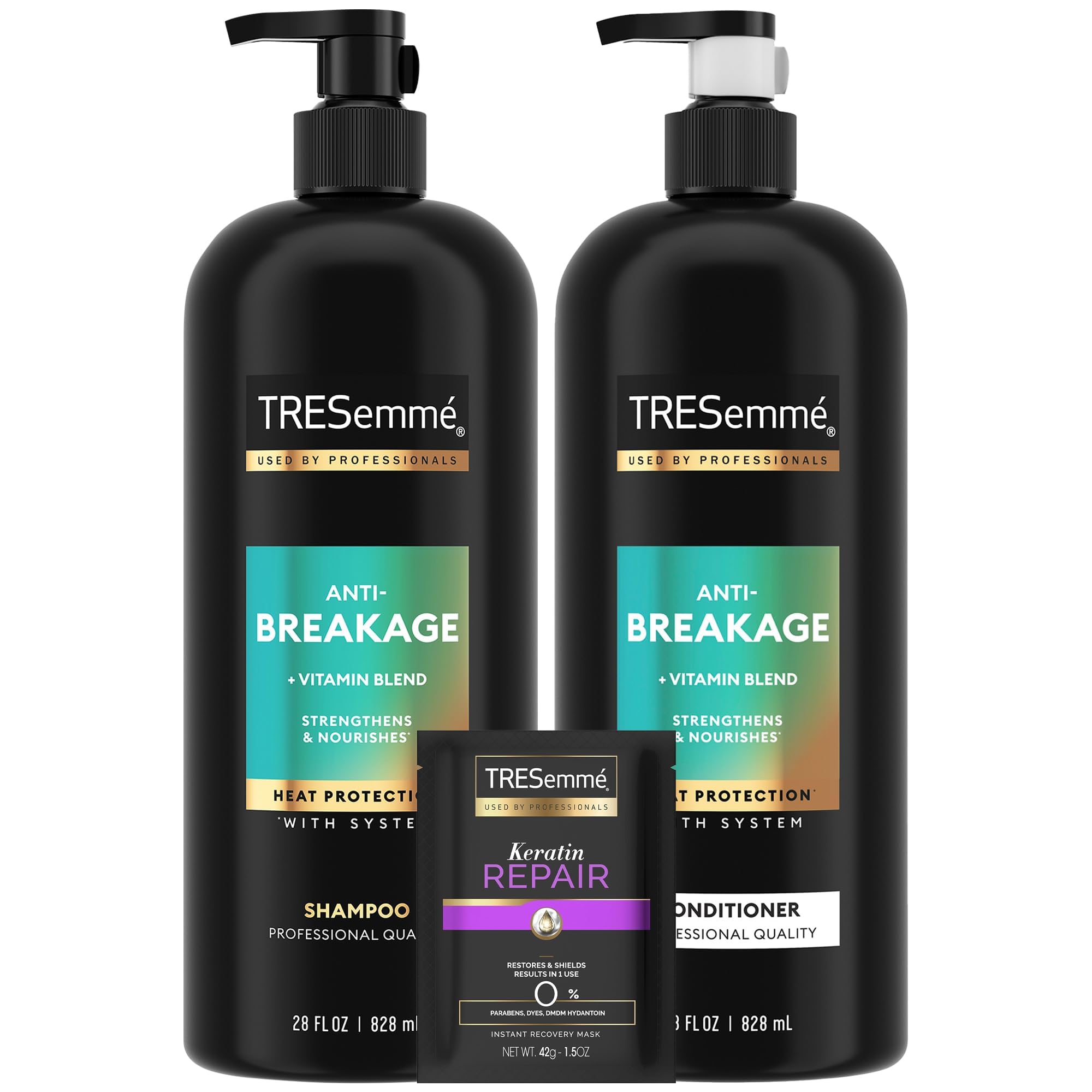 Shampoo TRESemmé anti-brisure en flacon, cheveux fragiles renforcés