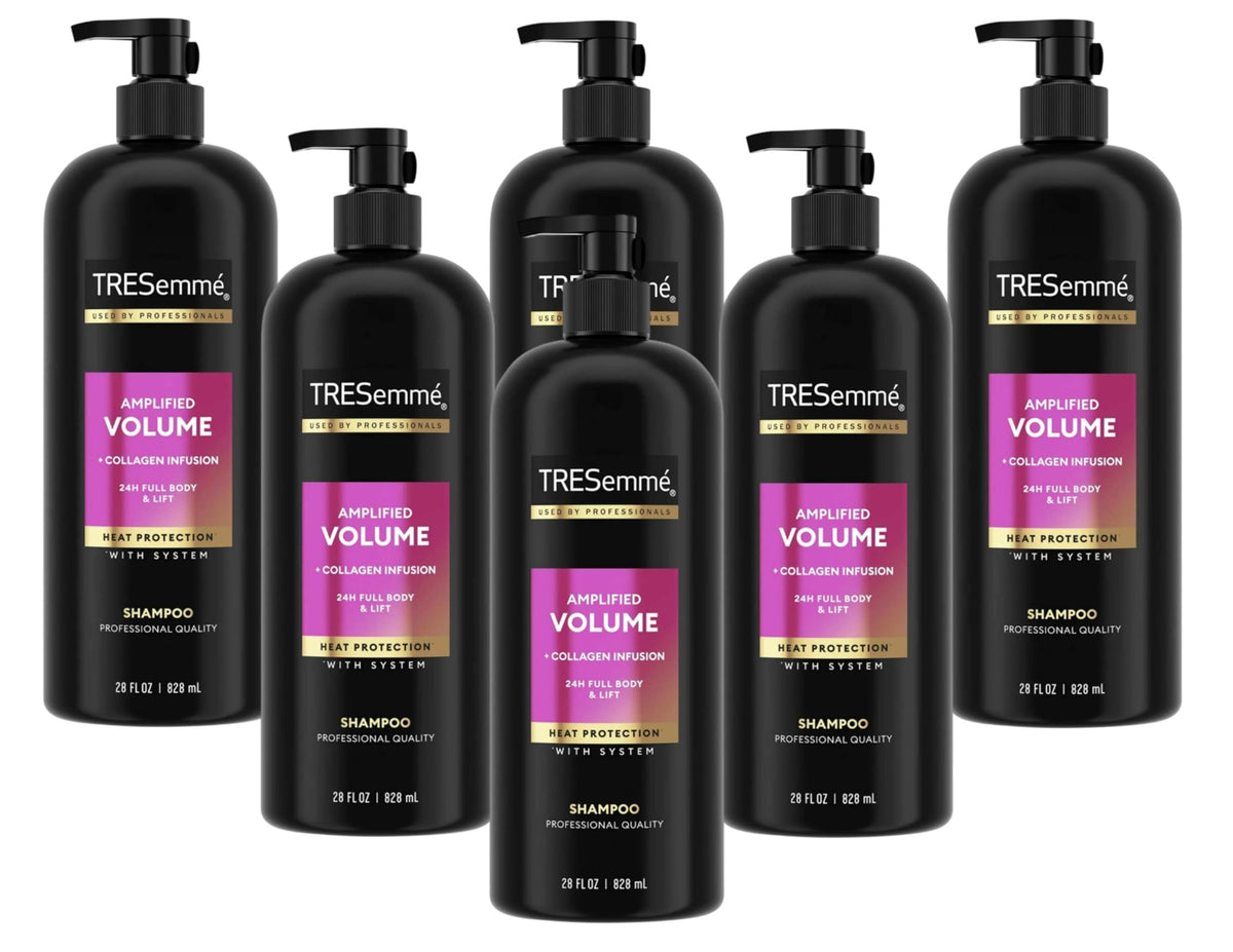 Shampooing TRESemmé 24h volume en bouteille, offre corps durable et douceur.