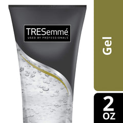 TRESemmé Tres Gel Extra Firm : étiquette montrant absence d'alcool et contrôle coiffant.