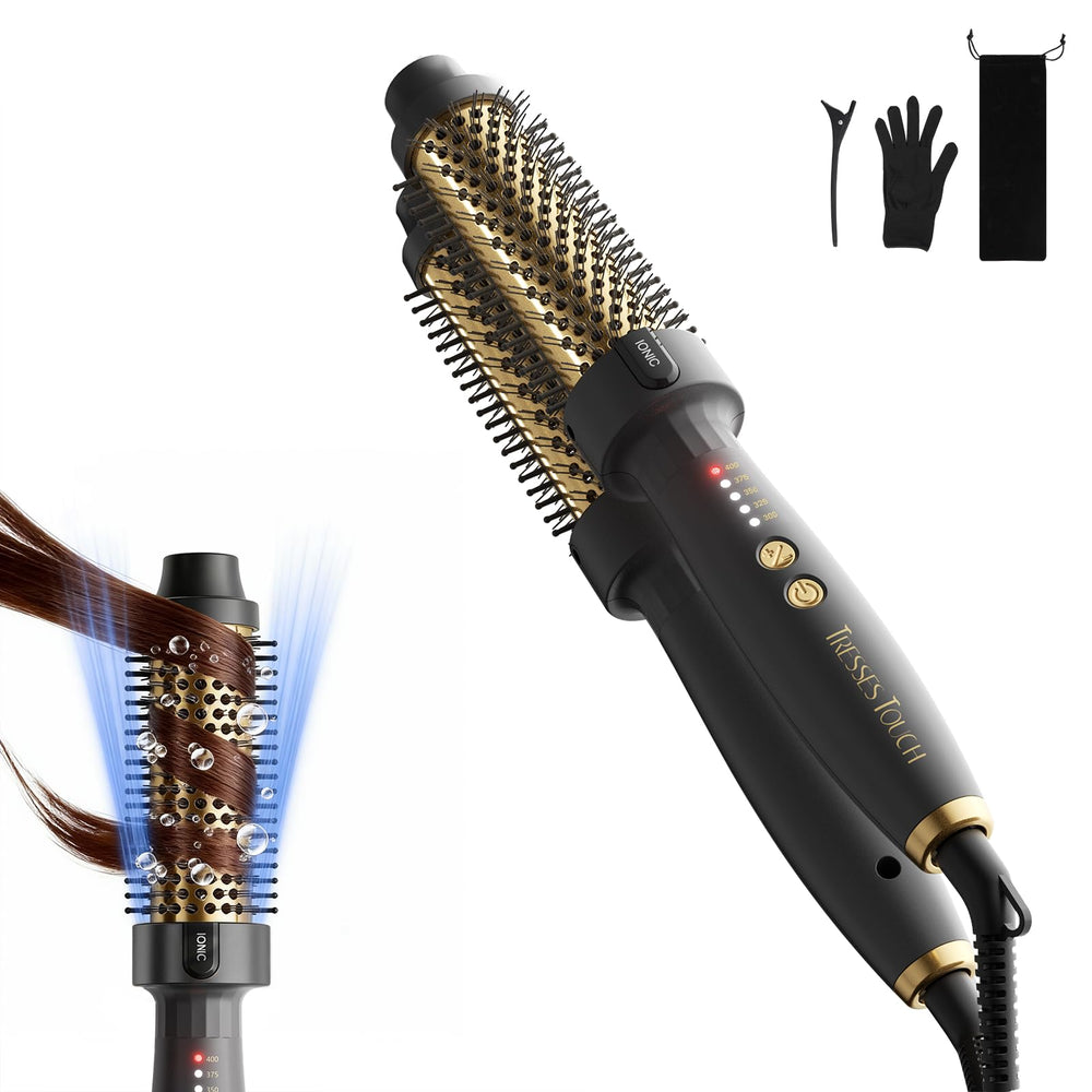 La brosse thermique Or 24K de Tresses Touch avec barillet 4 pouces pour un coiffage précis.