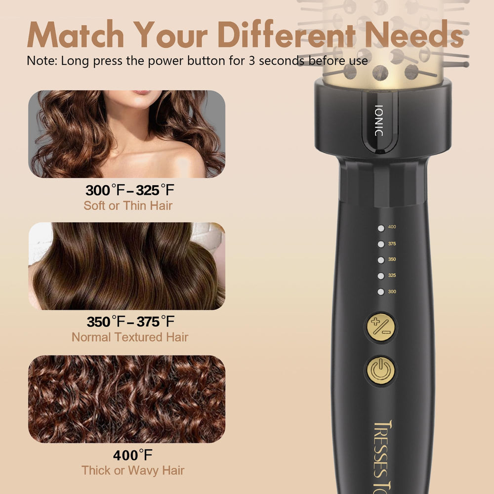 Brosse thermique Or 24K de Tresses Touch avec barillet en céramique 1,5 pouce pour volume rapide.