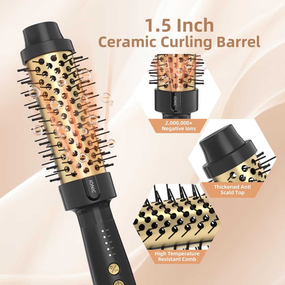 Brosse thermique avec ions négatifs pour réduire les frisottis et lisser les mèches.