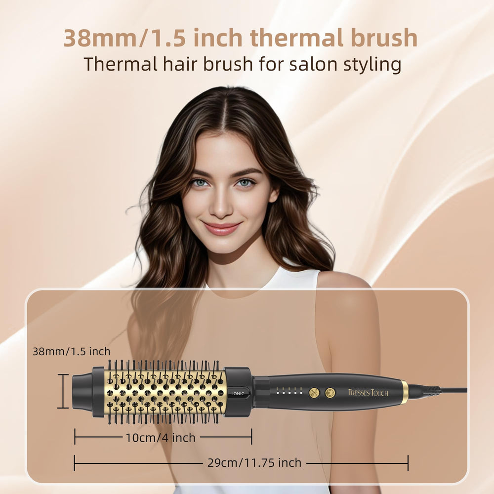 Brosse Or 24K Tresses Touch avec cinq réglages de chaleur pour tous les types de cheveux.