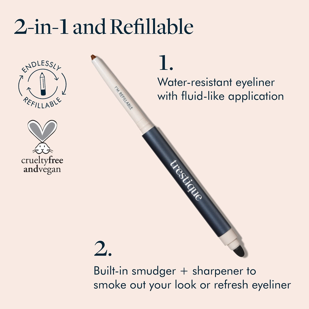 TRE'STIQUE Eyeliner built-in smudger close-up for effortless smoky eyes.