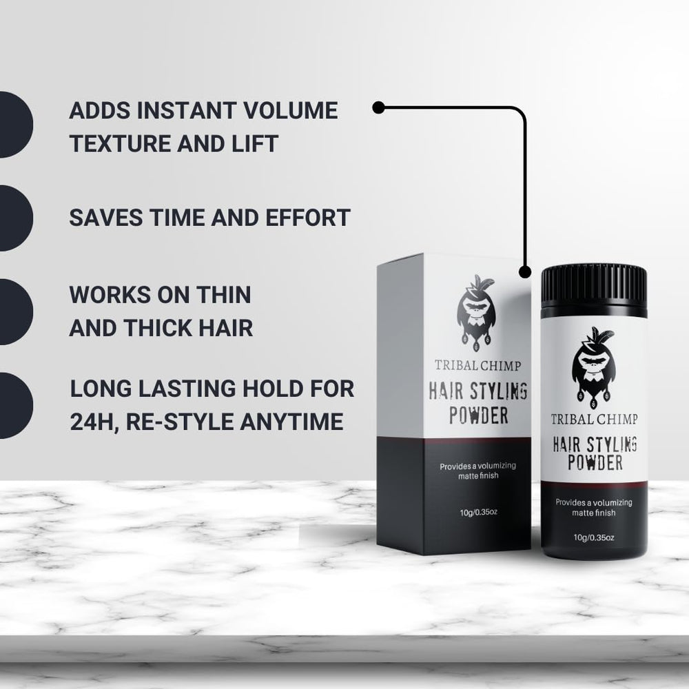 Poudre Tribal Chimp – élève les racines pour un volume durable.