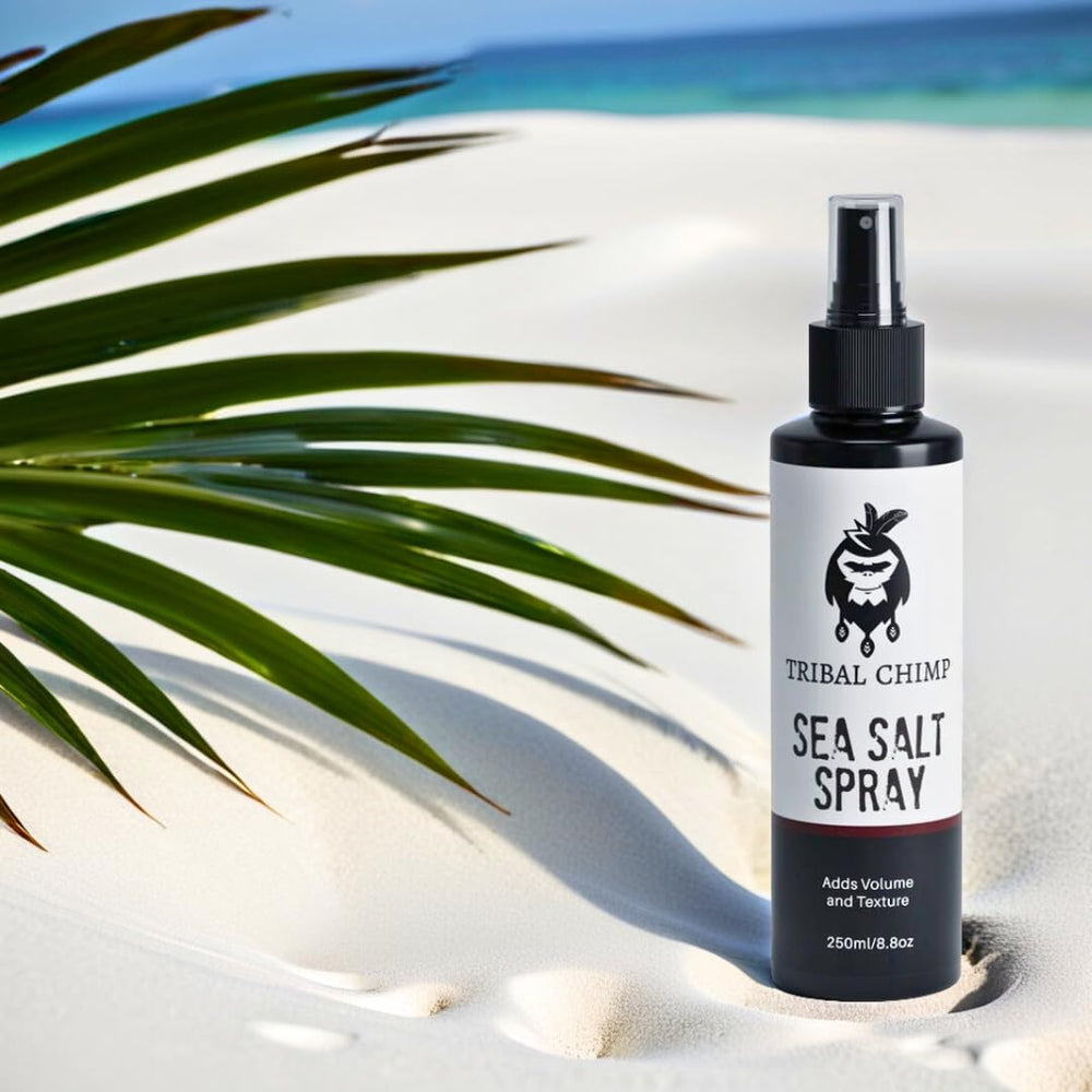 Tribal Chimp Sea Salt Spray with UV protection for daytime wear.