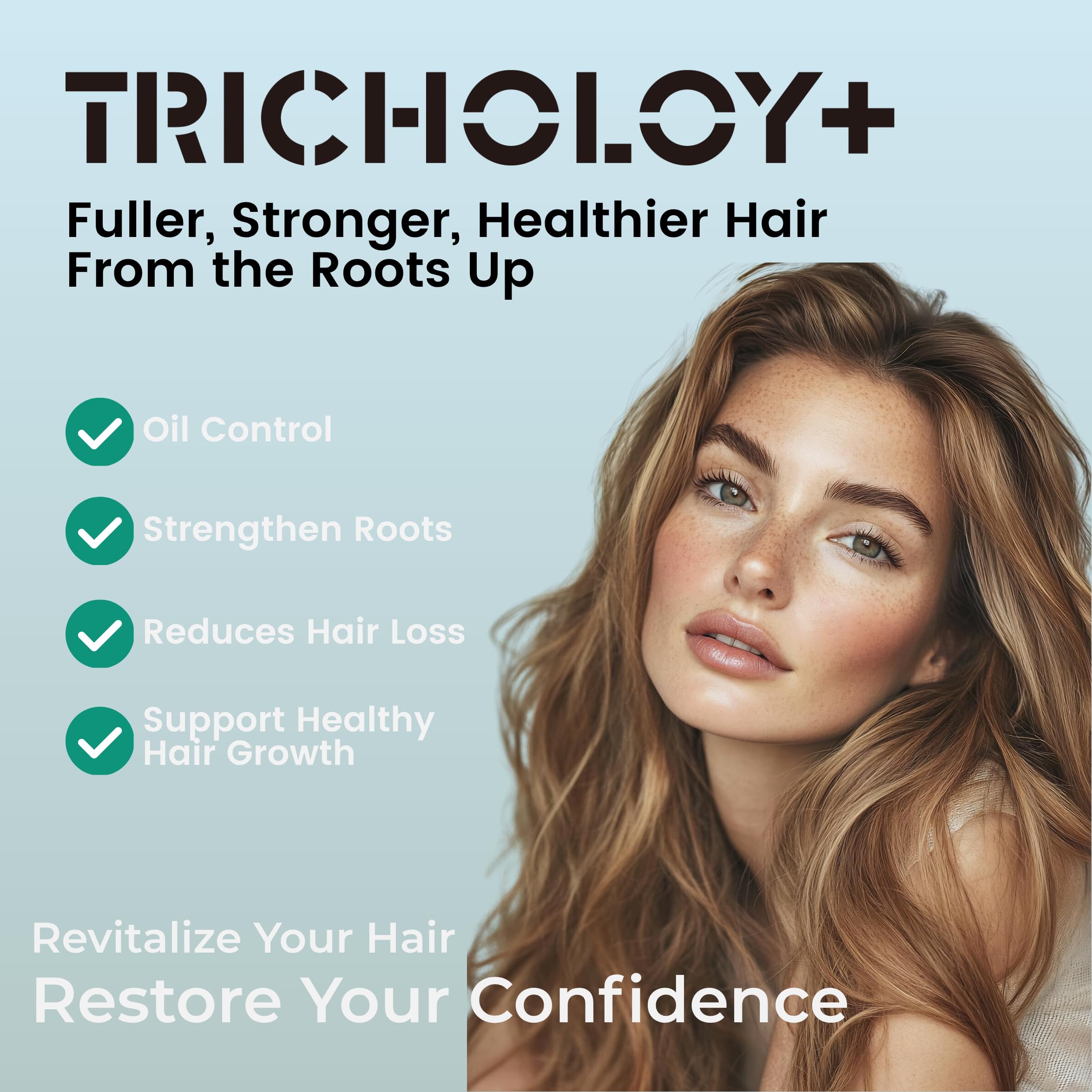 Tricholoy+ conditionneur léger démêlant pour cheveux plus faciles à coiffer.