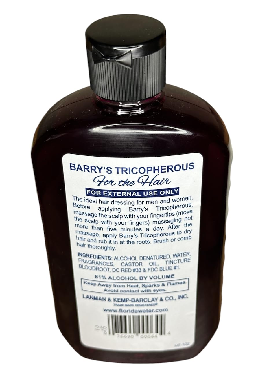 Tricopherous Barry's – flacon de 8 oz pour cheveux noirs, soin quotidien.