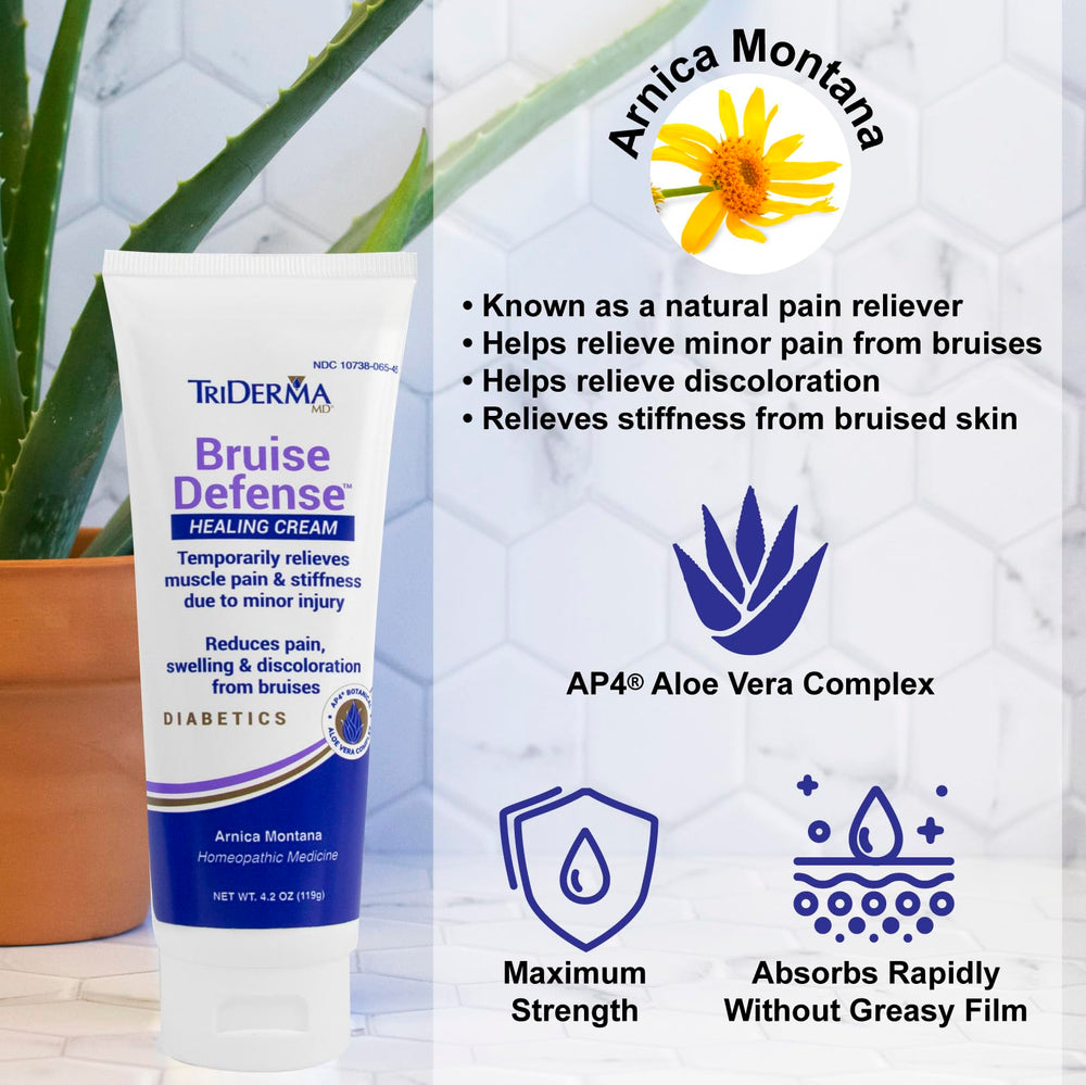 TriDerma Bruise Defense en application: soulage le confort cutané.