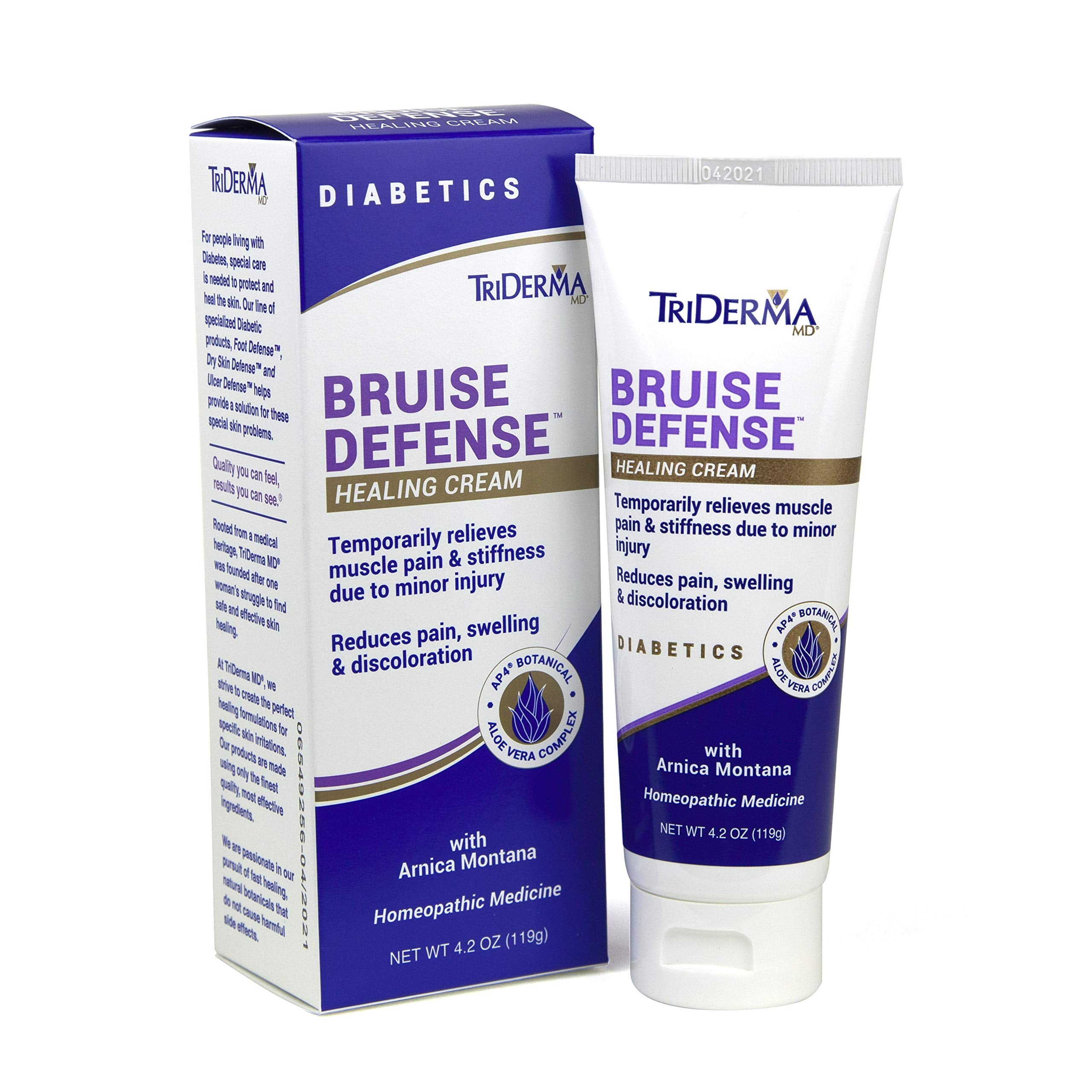 TriDerma Bruise Defense dans sa bouteille, soutient l'apparence des ecchymoses.