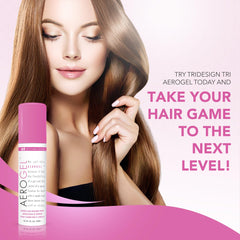 TRIDESIGN Aerogel Hairspray, application précise pour coiffage polyvalent.