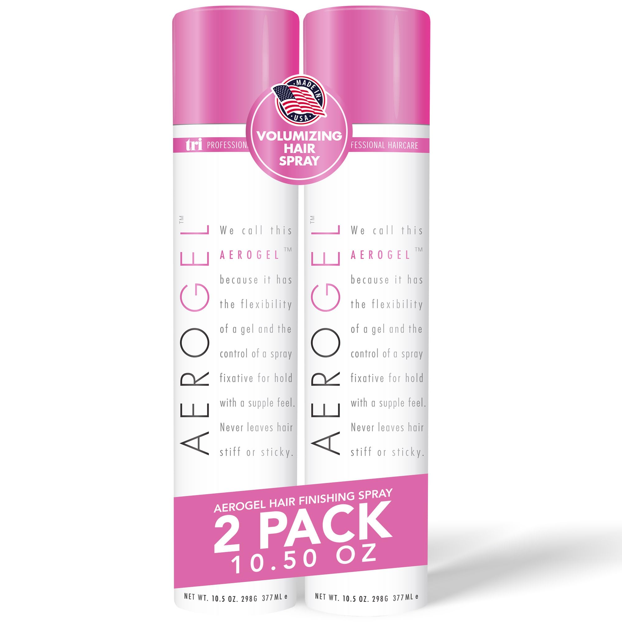 TRIDESIGN Aerogel Hairspray, bouteille-pompe, fixation ferme et tenue durable pour tous types de cheveux.