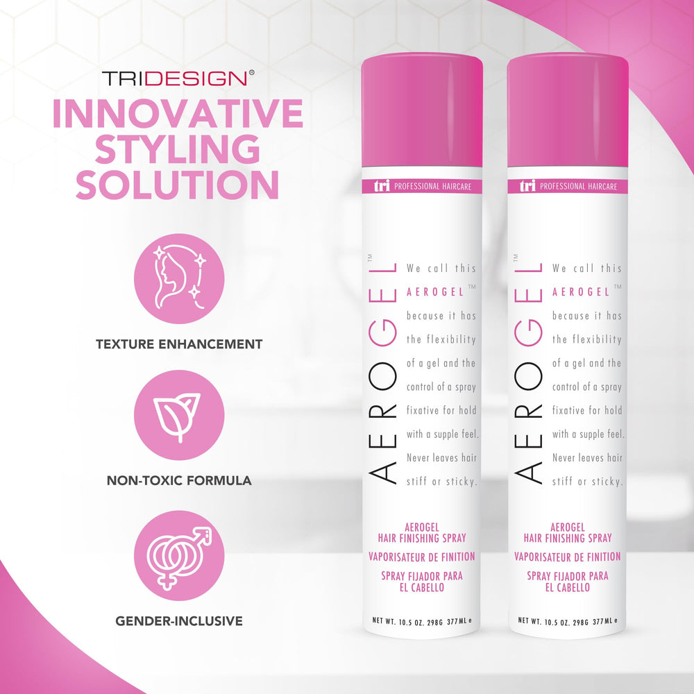 TRIDESIGN Aerogel Hairspray, brume-brillante pour du volume et une brillance durable.