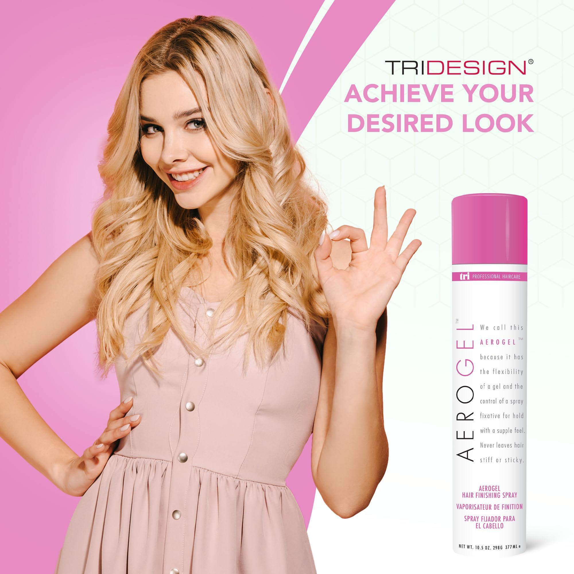 TRIDESIGN Aerogel Hairspray, finition sans résidu pour une allure nette.